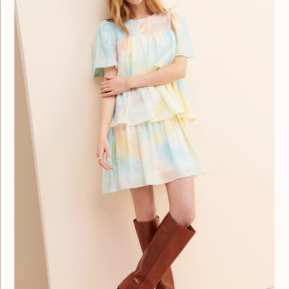 English Factory Tiered Tie-Dye Mini Dress